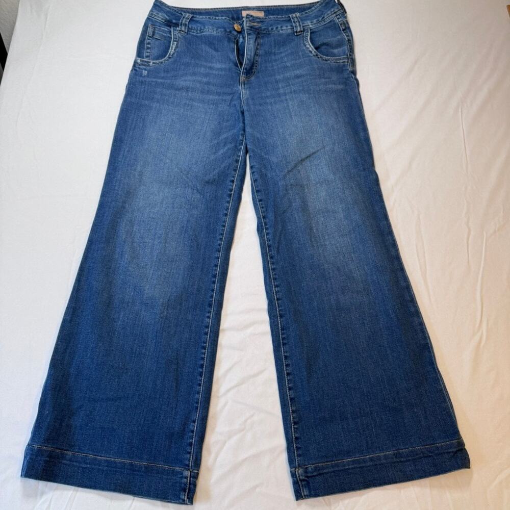 KUT from the Kloth Meg High Rise Wide Leg Jeans Women's 12 Blue Stretch - Picture 2 of 13